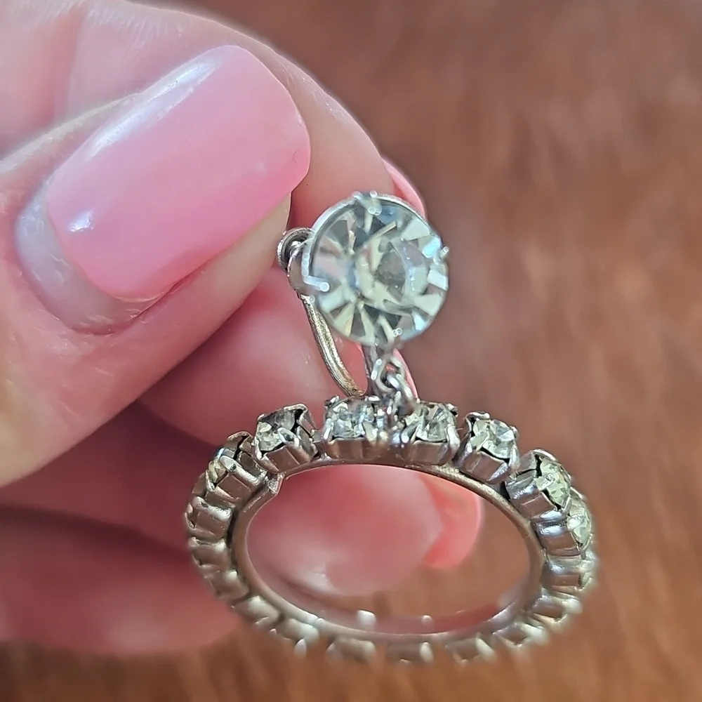 Vintage, Clip On Crystal Earrings